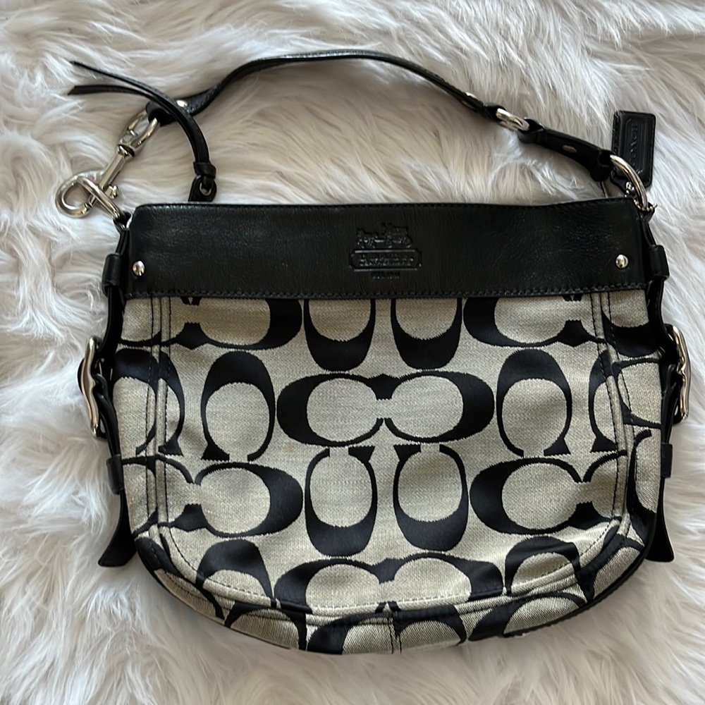 Coach shoulder bag. Black and silver barely used.